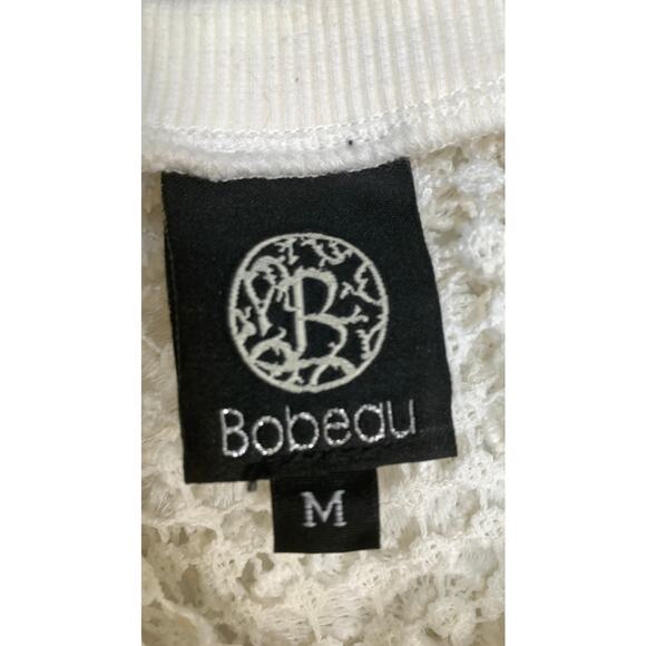 Bobeau White Floral Crochet Sheer Pullover Sweater | M - Picture 4 of 6